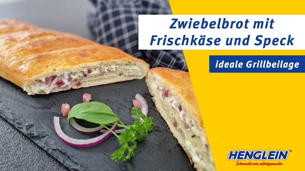 Zwiebelbrot mit Frischkäse und Speck